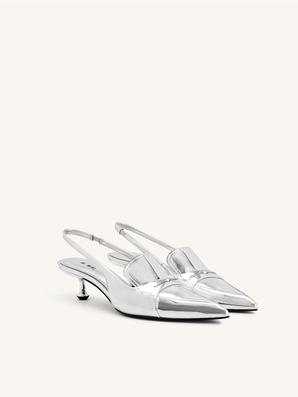 JW PEI Metallic Silver Slingback Kitten Heel Pumps
